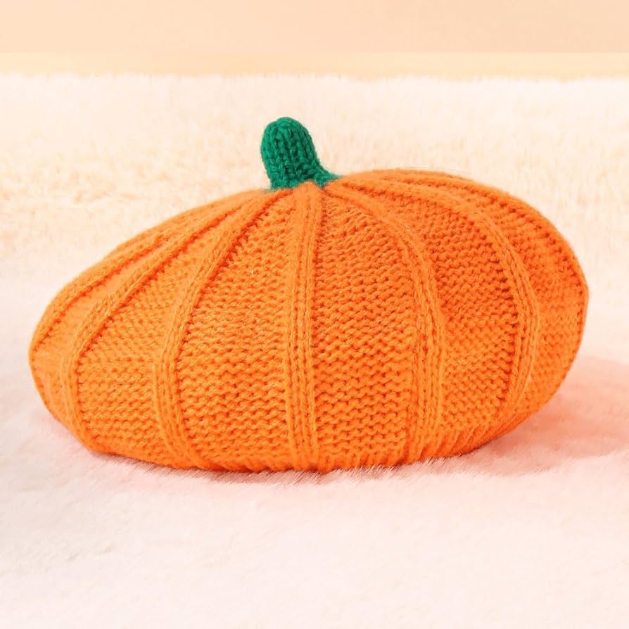 Baby Pumpkin Beret Knit Hat
