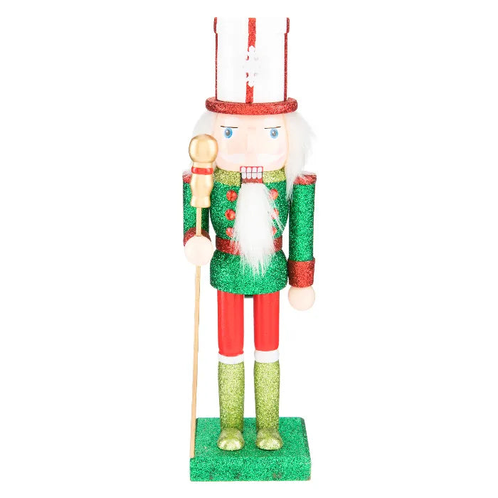 Traditional Wooden Soldier Nutcracker Christmas Home Decoration - Gift Ornament 28cm 11in Red Green Gold