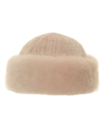 Sienna Soft Rose Faux Fur-Trim Bouclé Hat