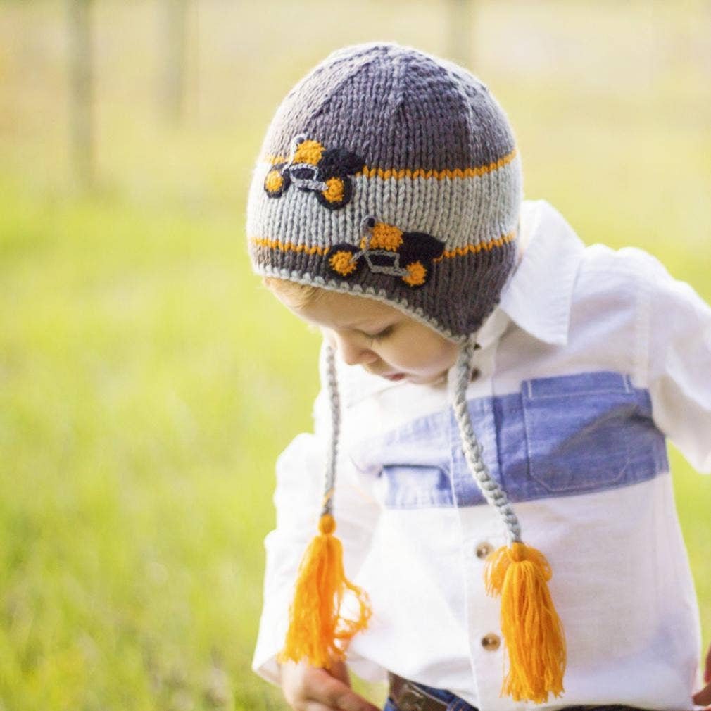 Kids Boy Motorcycles Earflap Beanie 2-6 years