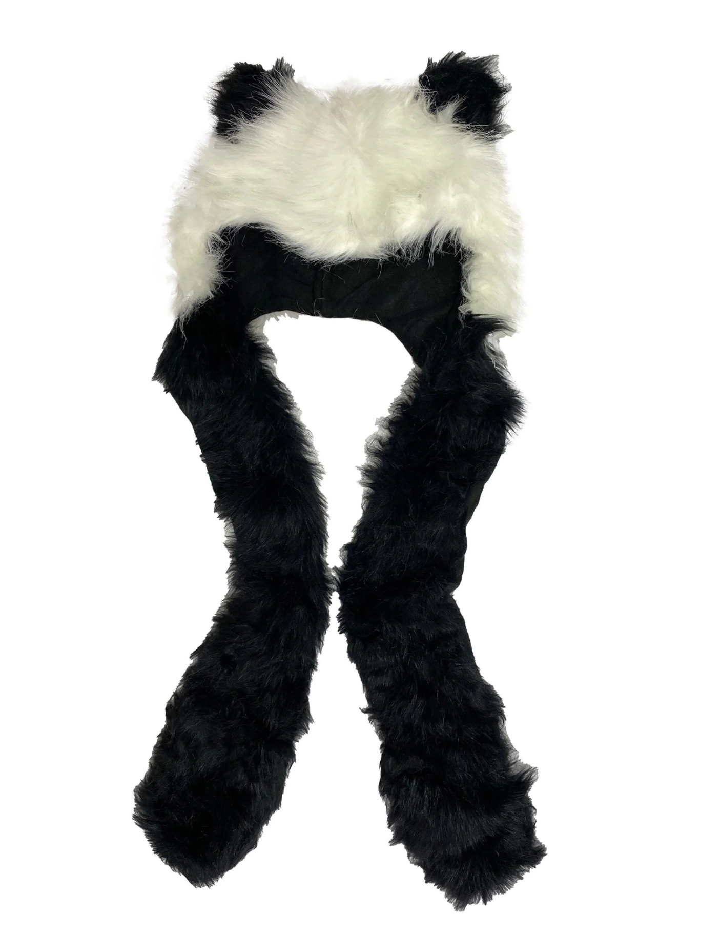 Long Faux Fur Ears Animal Hat Scarf With Pockets Woman Girl Panda Tiger Wolf Christmas gift