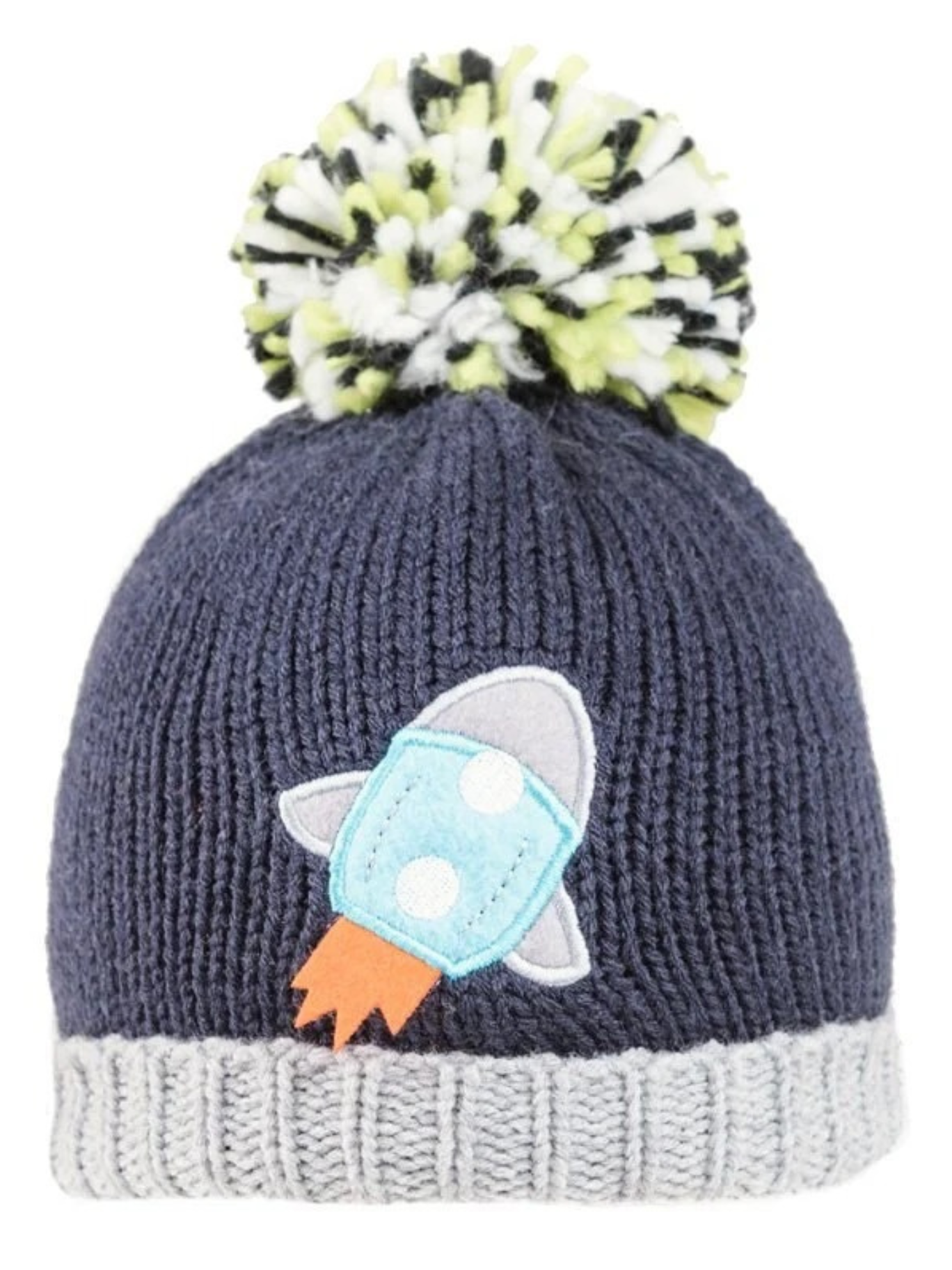 Children's Kid's Knitted Knit Lined Winter Bobble Hat Rocket