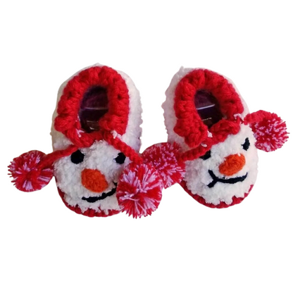 Adorable Hand-Knitted Baby Booties with Cute Animal Face Design - Newborn First Shoes Perfect for Baby Shower Gift