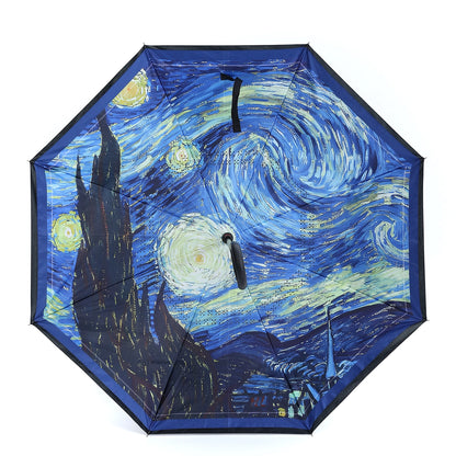 Vincent van Gogh Starry Night in the Rain Upside Down Umbrella