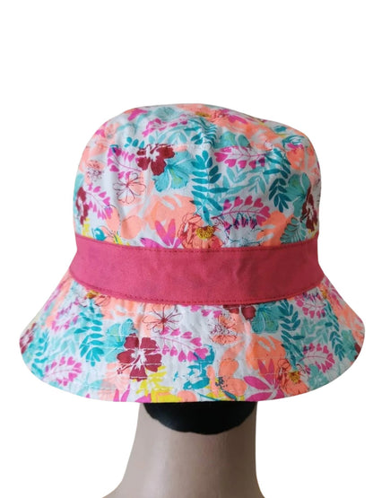 Bucket hat. Girl's bucket hat. Floral  bucket hat. Perfect for festivals/ gigs. Flamingo theme.