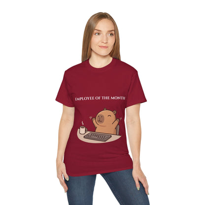Employee of the Month Tee — Cute Bear Desk Graphic Women T-shirt Office Humor
