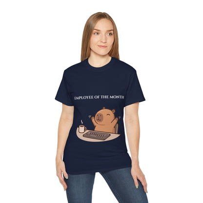 Employee of the Month Tee — Cute Bear Desk Graphic Women T-shirt Office Humor