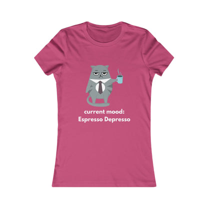 Women's Cat Coffee Tee — Cute Relaxed Cat Graphic T-Shirt