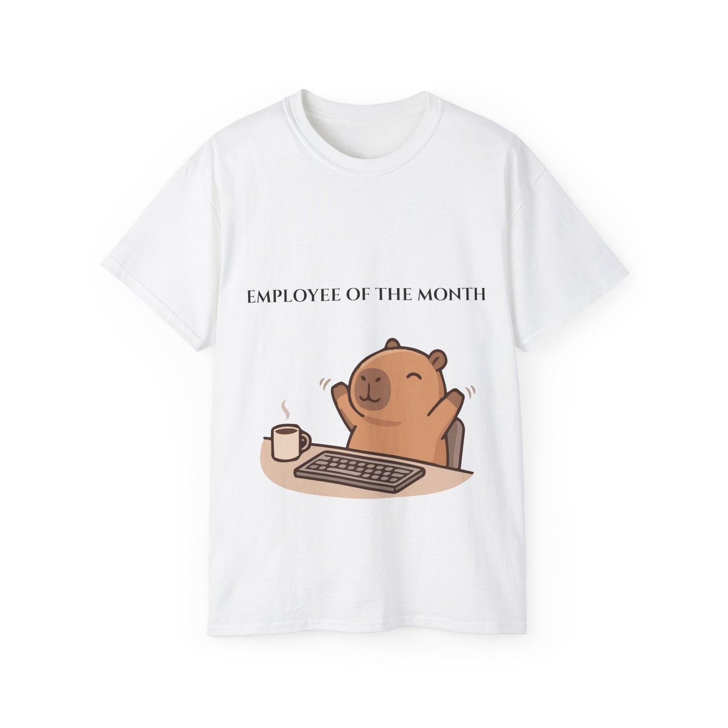 Employee of the Month Tee — Cute Bear Desk Graphic Women T-shirt Office Humor