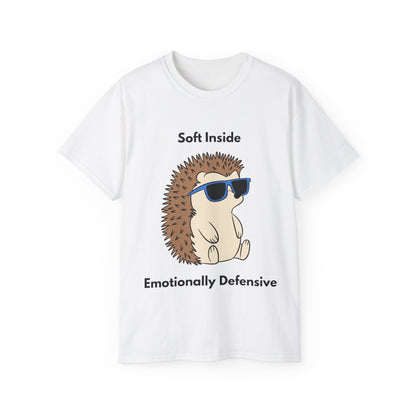 Hedgehog Graphic Tee — "Soft Inside, Emotionally Defensive" Cute Sarcastic Women T-Shirt
