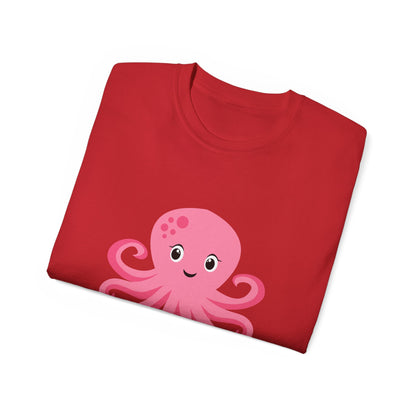 Cute Pink Octopus Graphic Tee — Kids' Playful Sea Creature Shirt Women