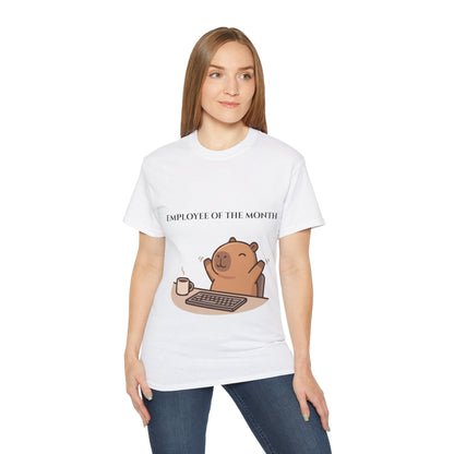 Employee of the Month Tee — Cute Bear Desk Graphic Women T-shirt Office Humor