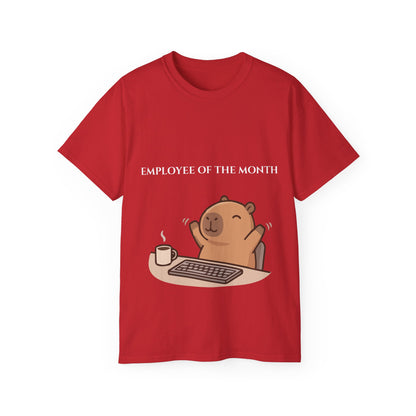 Employee of the Month Tee — Cute Bear Desk Graphic Women T-shirt Office Humor