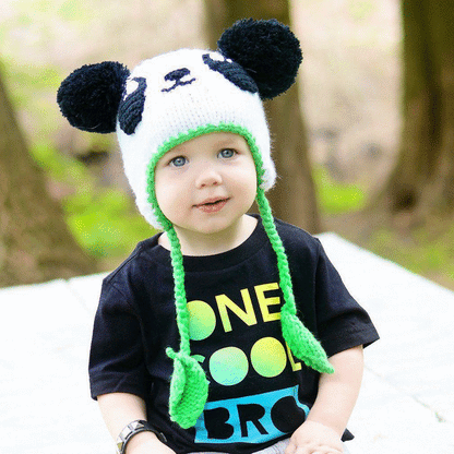 Hand-Knitted Panda Earflap Beanie Hat