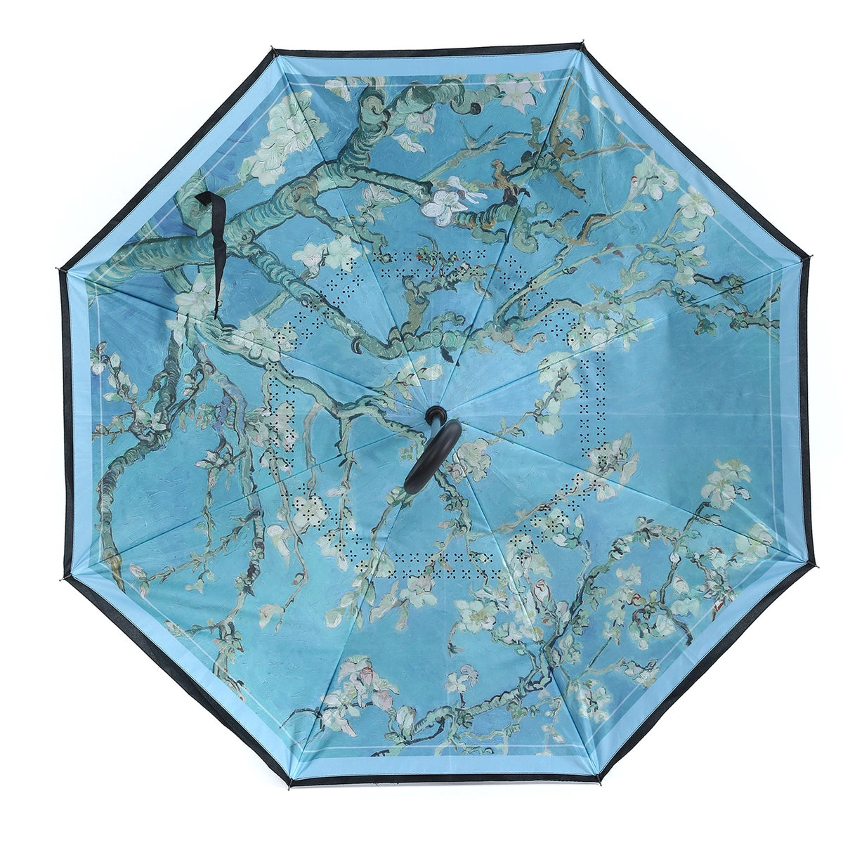 Vincent van Gogh Almond Blossom Upside-Down Umbrella – Aqua Blue