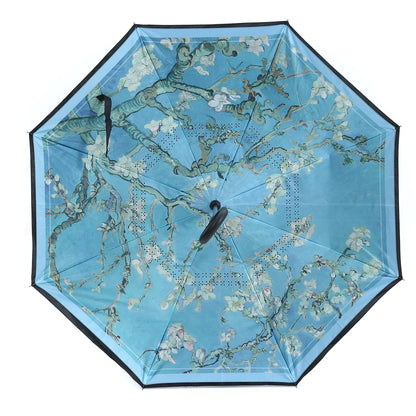 Vincent van Gogh Almond Blossom Upside-Down Umbrella – Aqua Blue