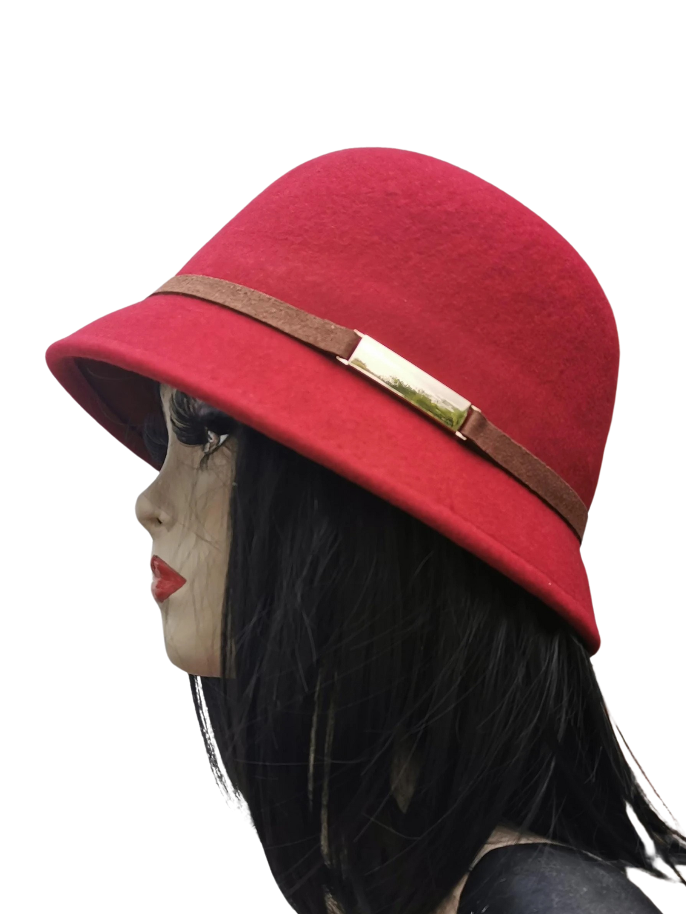Vintage-Inspired 100% Wool Cloche Hat - Maroon or Black, Adjustable Fit Christmas gift