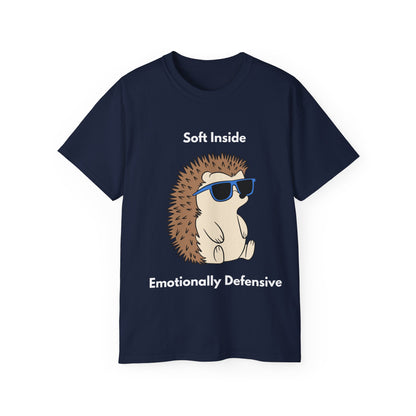 Hedgehog Graphic Tee — "Soft Inside, Emotionally Defensive" Cute Sarcastic Women T-Shirt