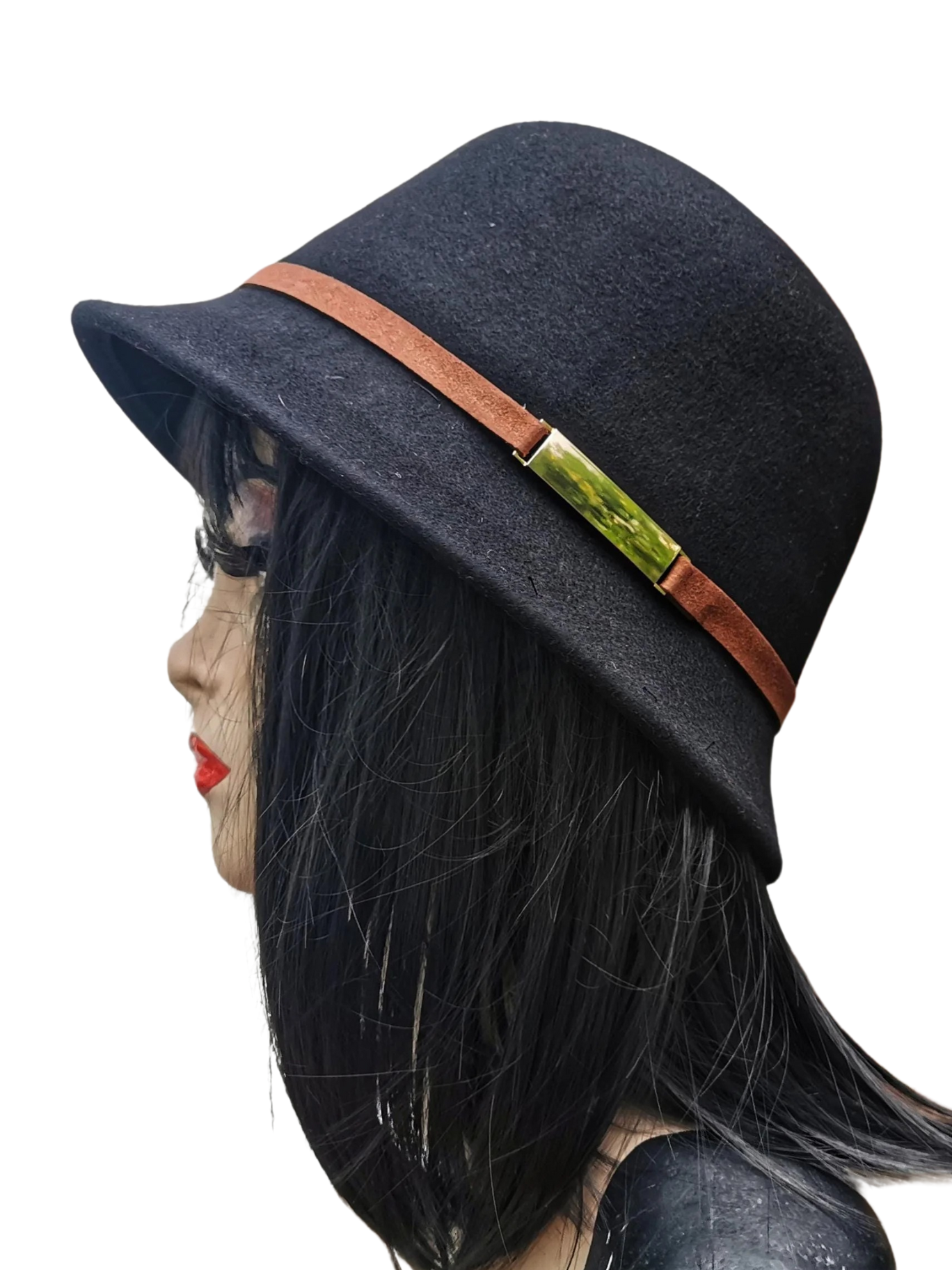Vintage-Inspired 100% Wool Cloche Hat - Maroon or Black, Adjustable Fit Christmas gift