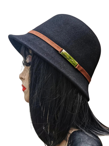 Vintage-Inspired 100% Wool Cloche Hat - Maroon or Black, Adjustable Fit Christmas gift