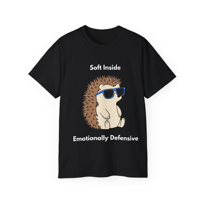 Hedgehog Graphic Tee — "Soft Inside, Emotionally Defensive" Cute Sarcastic Women T-Shirt