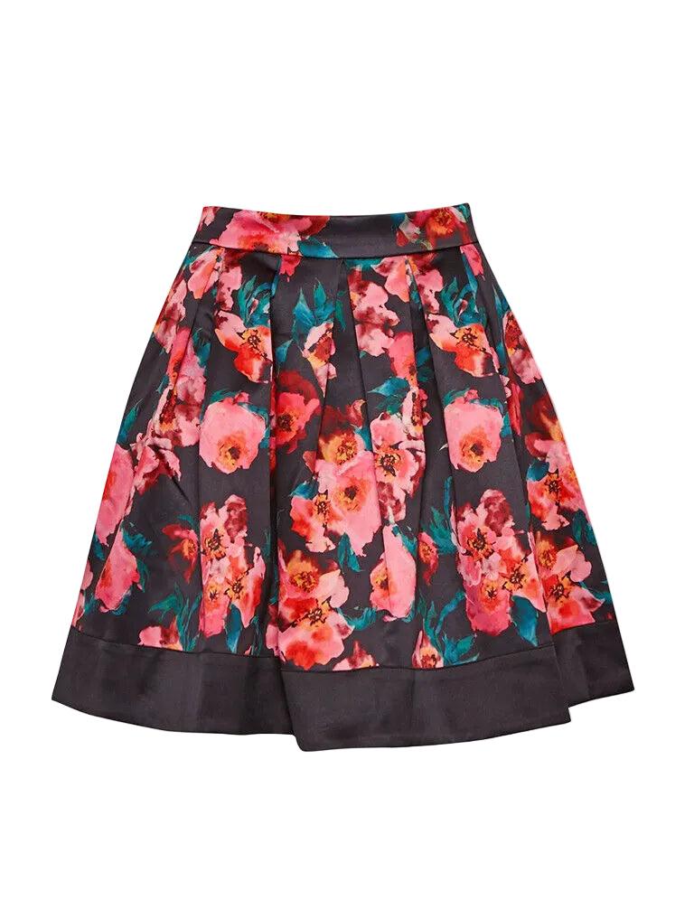 Luxury Black Floral Skirt – Premium Heavy Fabric