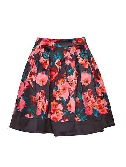 Luxury Black Floral Skirt – Premium Heavy Fabric