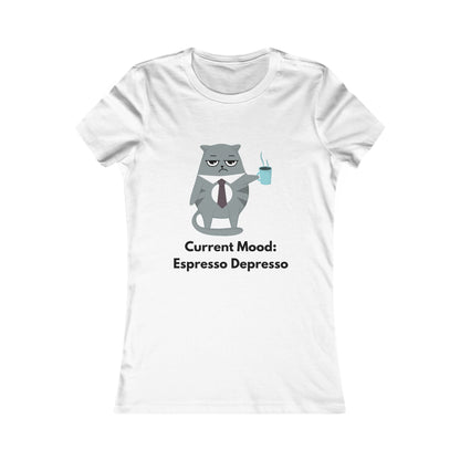 Women's Cat Coffee Tee — Cute Relaxed Cat Graphic T-Shirt