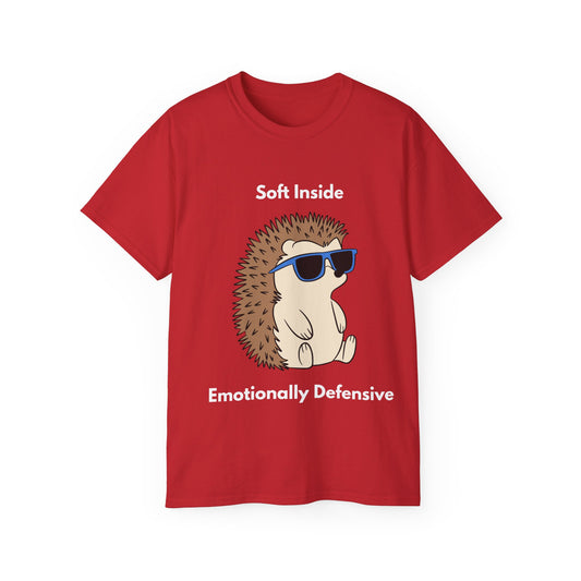 Hedgehog Graphic Tee — "Soft Inside, Emotionally Defensive" Cute Sarcastic Women T-Shirt