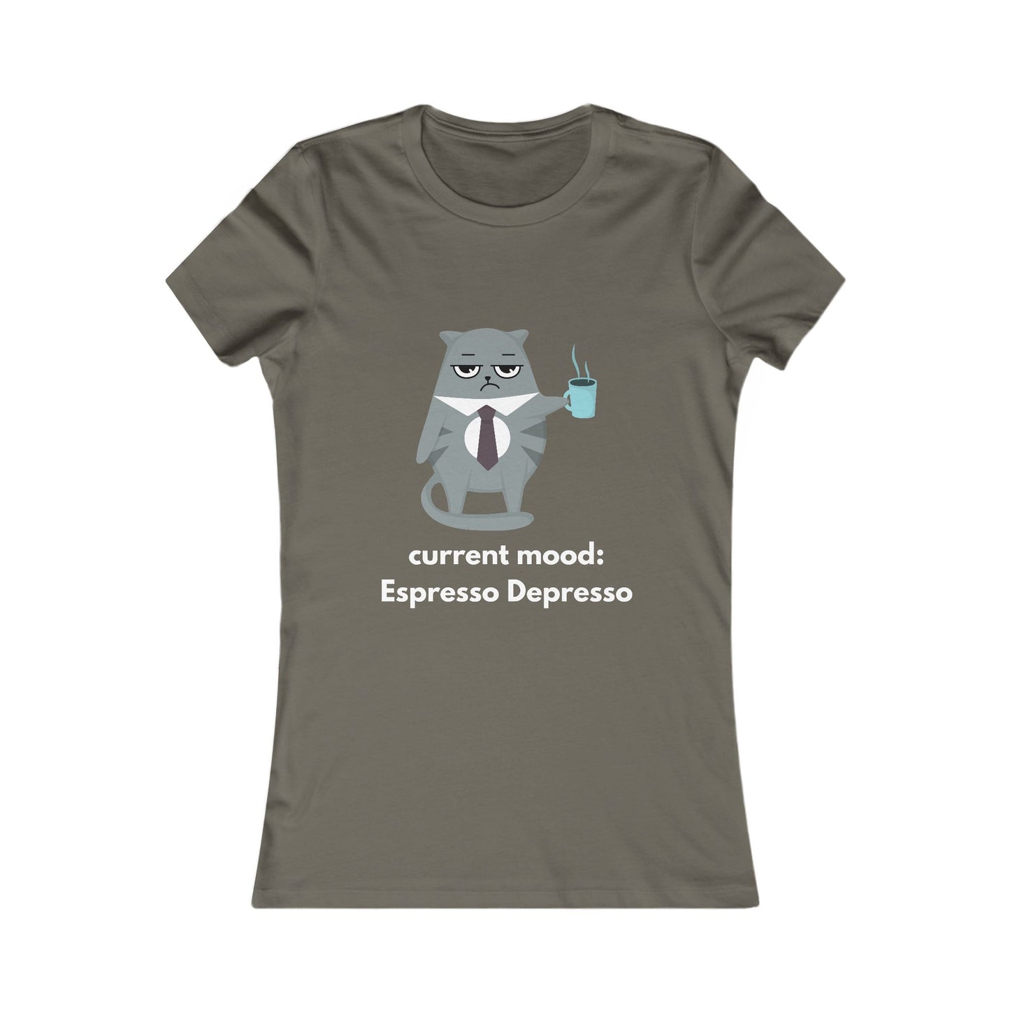 Women's Cat Coffee Tee — Cute Relaxed Cat Graphic T-Shirt