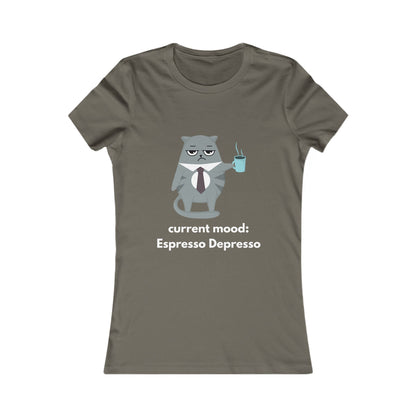 Women's Cat Coffee Tee — Cute Relaxed Cat Graphic T-Shirt
