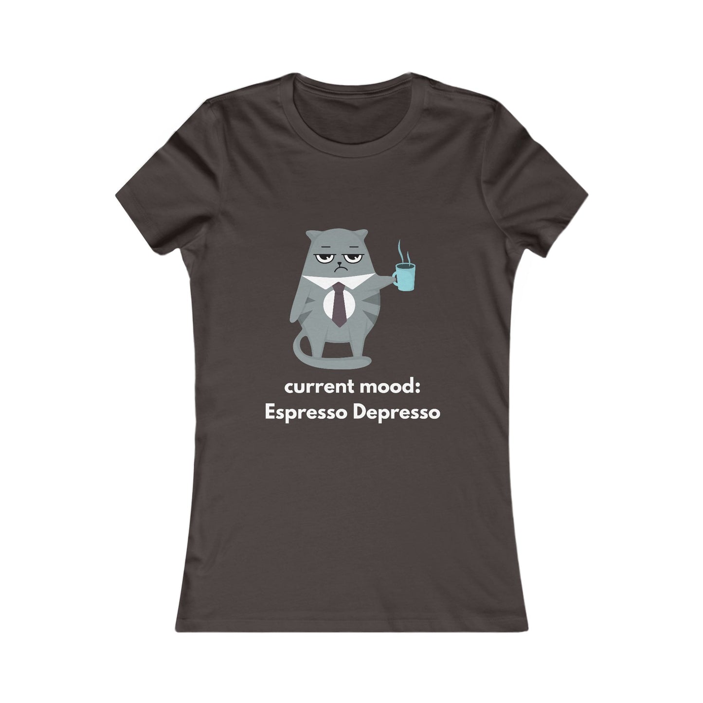 Women's Cat Coffee Tee — Cute Relaxed Cat Graphic T-Shirt