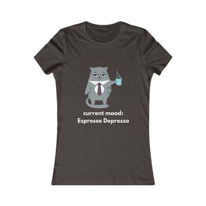 Women's Cat Coffee Tee — Cute Relaxed Cat Graphic T-Shirt