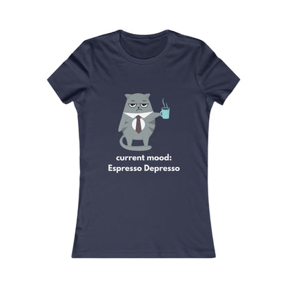 Women's Cat Coffee Tee — Cute Relaxed Cat Graphic T-Shirt