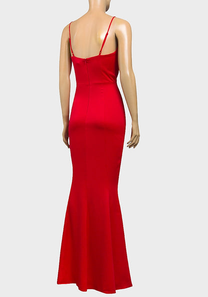 Lipsy Red Satin Maxi Evening Dress Prom Wedding Guest Mermaid Bridesmaid Evening