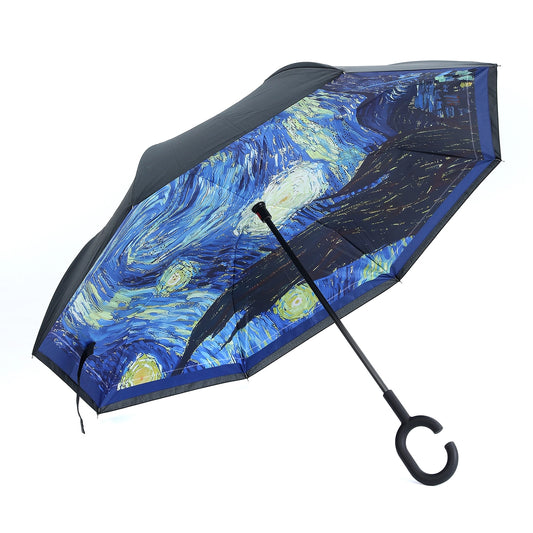 Vincent van Gogh Starry Night in the Rain Upside Down Umbrella