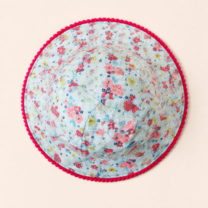 Girls Floral Wide Brim Summer Hat