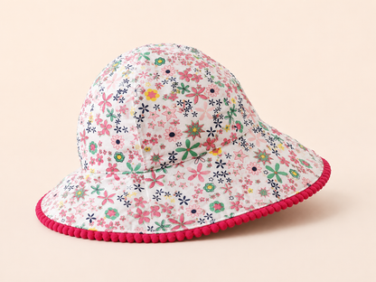 Girls Floral Wide Brim Summer Hat
