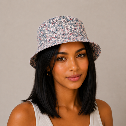 Ladies Reversible  Floral Print Summer Bucket Hat
