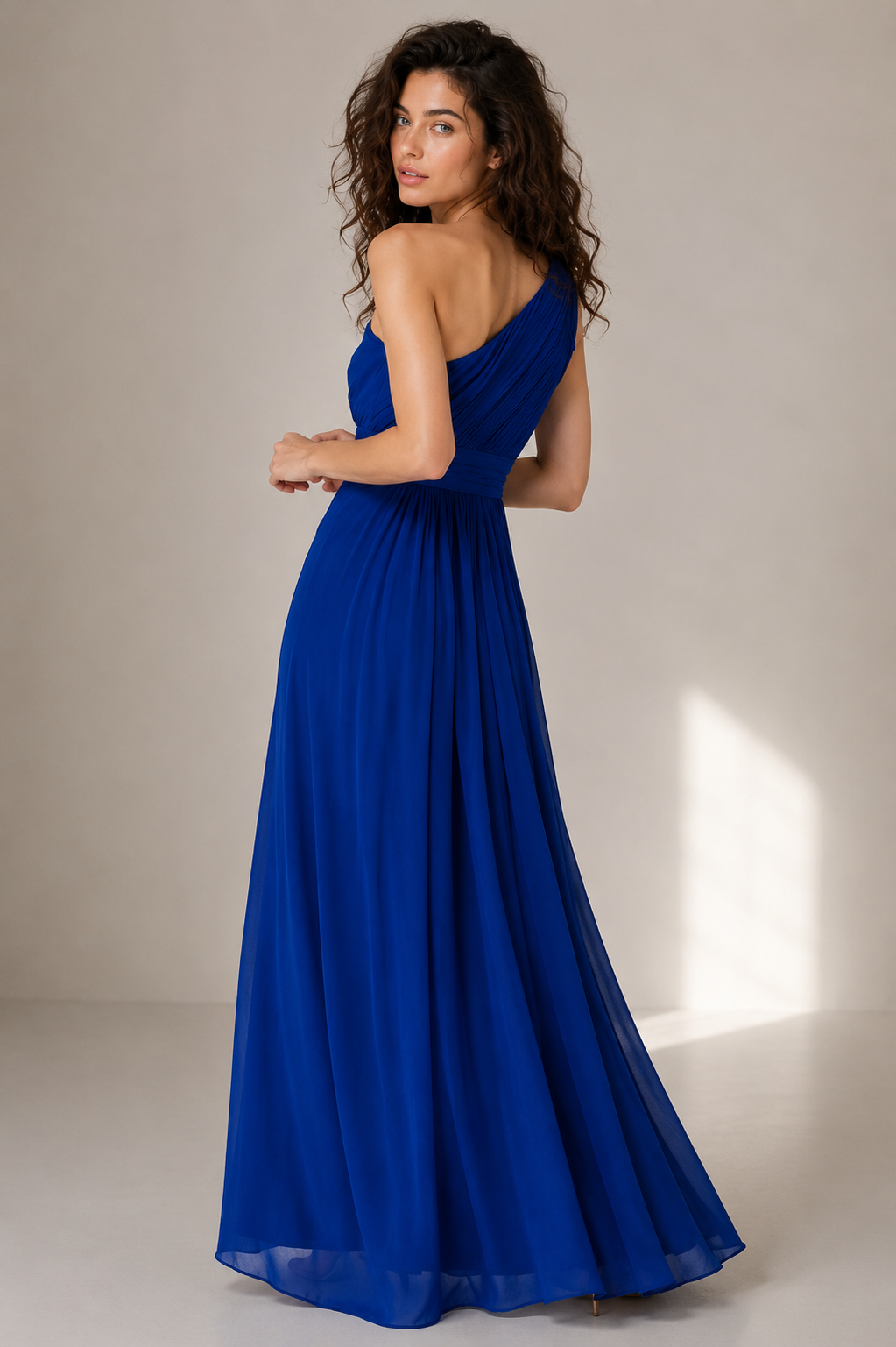 Monsoon Dani One Shoulder Prom Dress Blue | Elegant Maxi Evening Gown