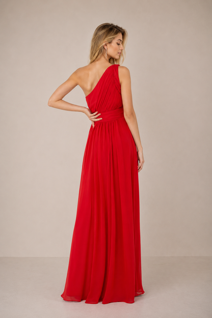 Monsoon Dani One Shoulder Prom Dress Red | Elegant Maxi Evening Gown