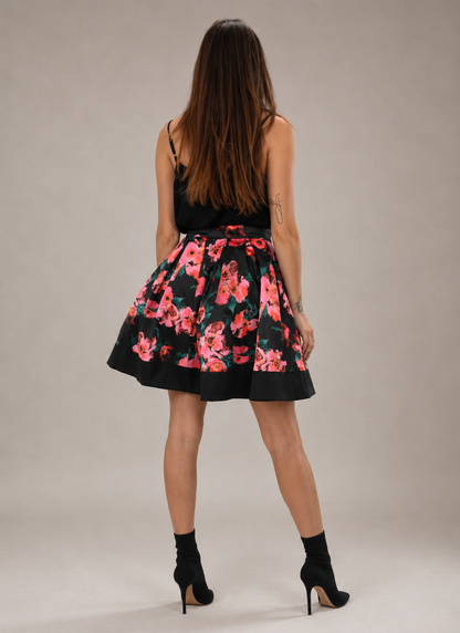 Luxury Black Floral Skirt – Premium Heavy Fabric