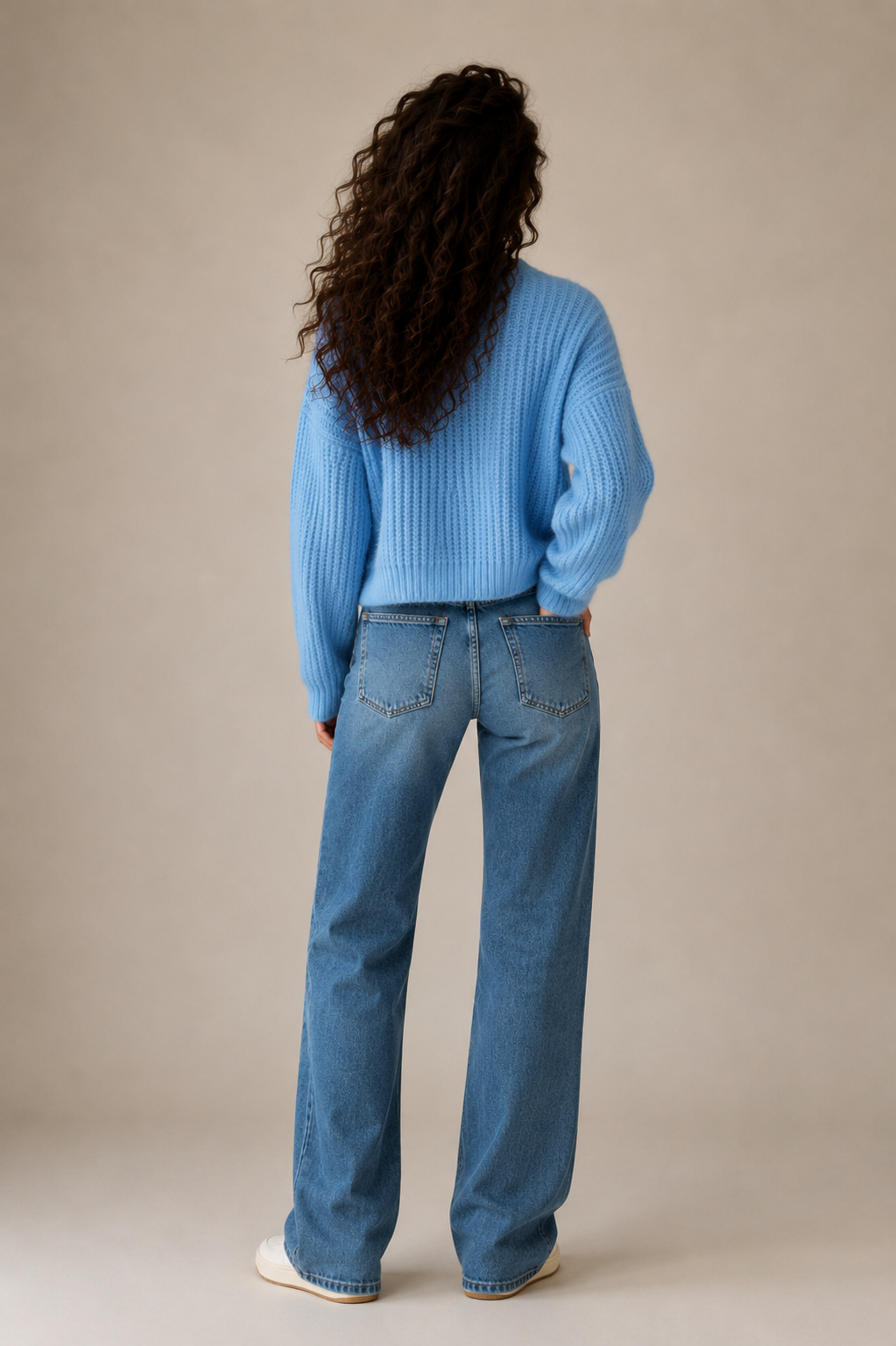 Oversized Blue Cropped  Cloud Knit Jumper