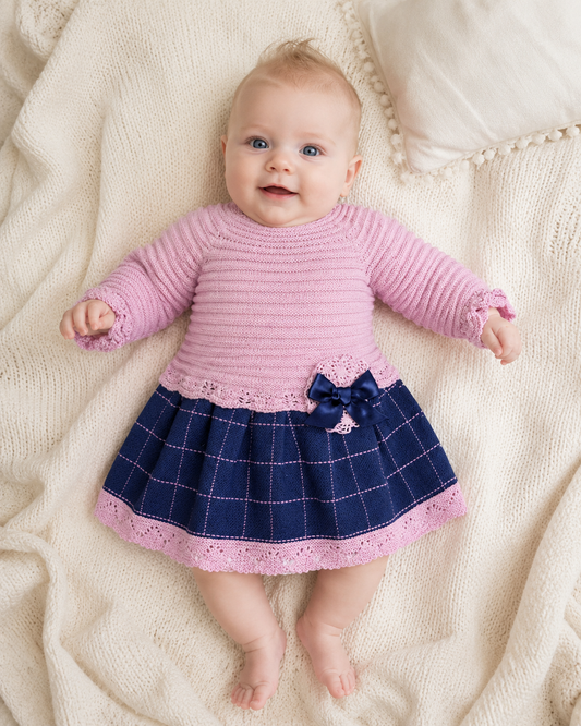 Vintage-Inspired Newborn Baby Girl Knit Dress – Traditional Romany & Spanish Style Gift