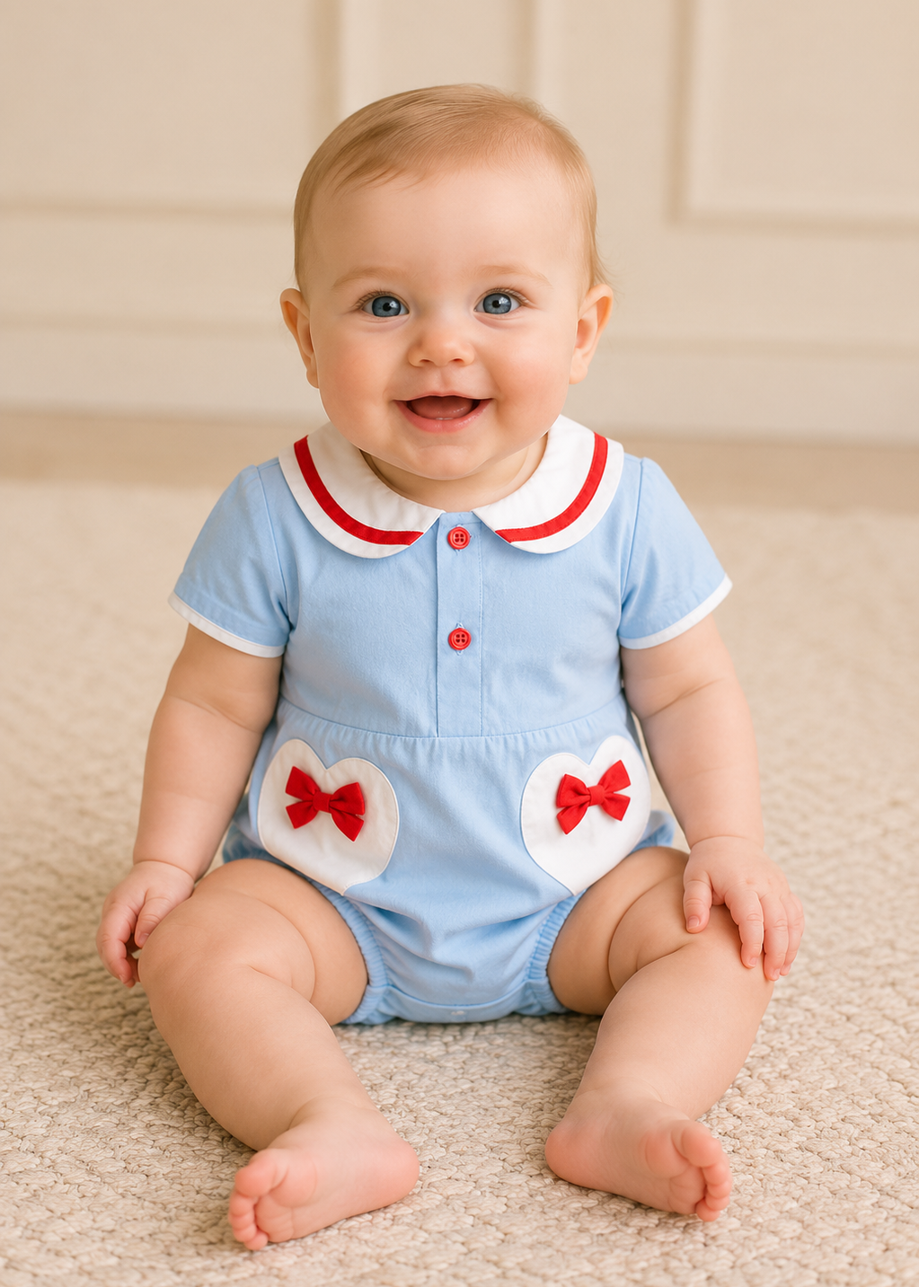 Summer Sailor Baby Romper – Traditional Spanish Style Heritage Outfit