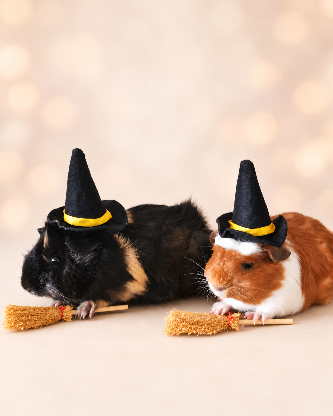 Guinea Pig Halloween costume hat and broom