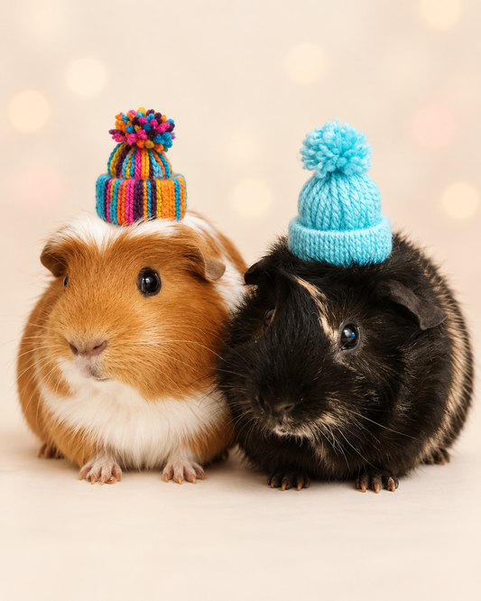 Cute Guinea Pig Winter Wool Hat Red White Photo Prop Mouse Hamster Chinchilla Pet Small Animal