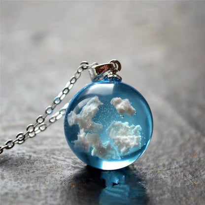 Cloud Necklace Round Blue Sphere Resin