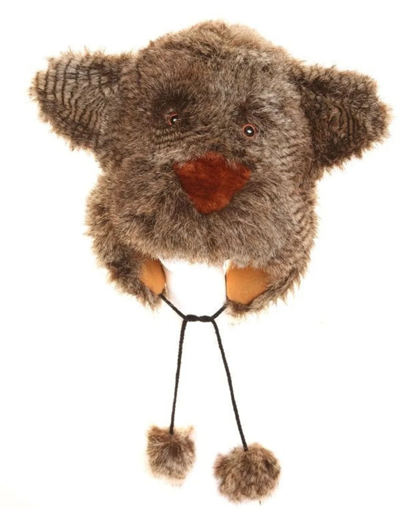 Furry Bear Hat With Pom-Poms Adults' Women Men Ladies Unisex Funny Winter