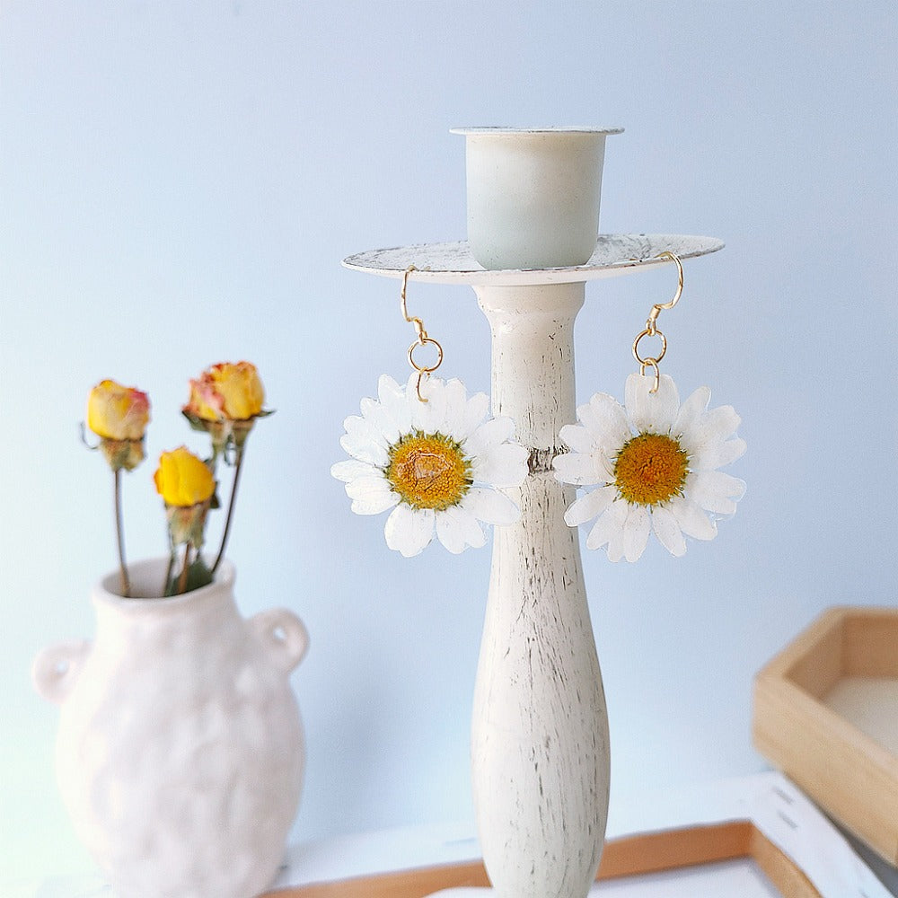 Real Big Flowers Daisy Earrings Resin